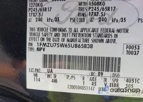 2005 Ford Explorer Limited z USA, uszkodzony, nr VIN 1FMZU75W65UB65838